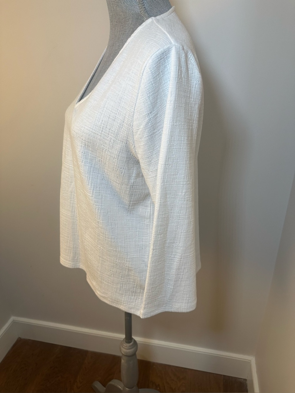 J. Crew White Waffle-Knit Top size Large - Picture 8 of 13